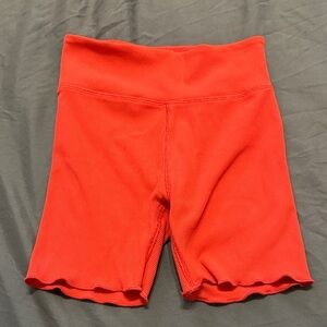 Girls Freely Ribbed Bike Shorts Orange Red– Size S (6/6X)
